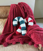 Load image into Gallery viewer, Candy Cane Sherpa Pillow
