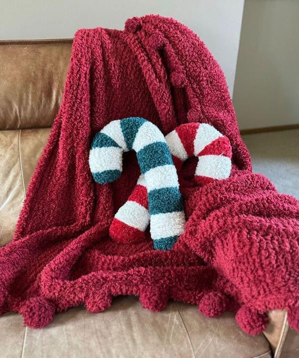 Candy Cane Sherpa Pillow